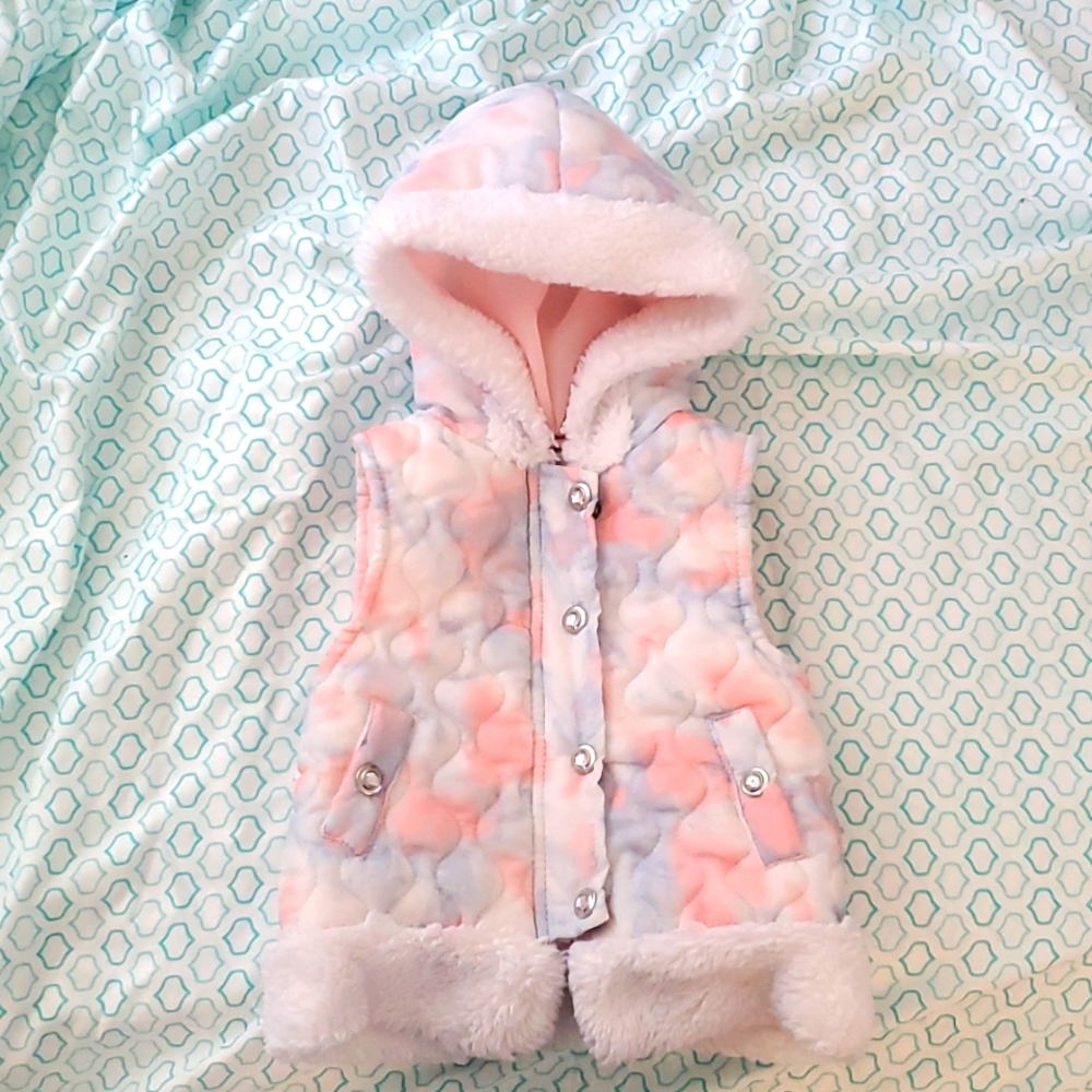 Little Lass Fur Lined Hooded Vest SZ 18 months